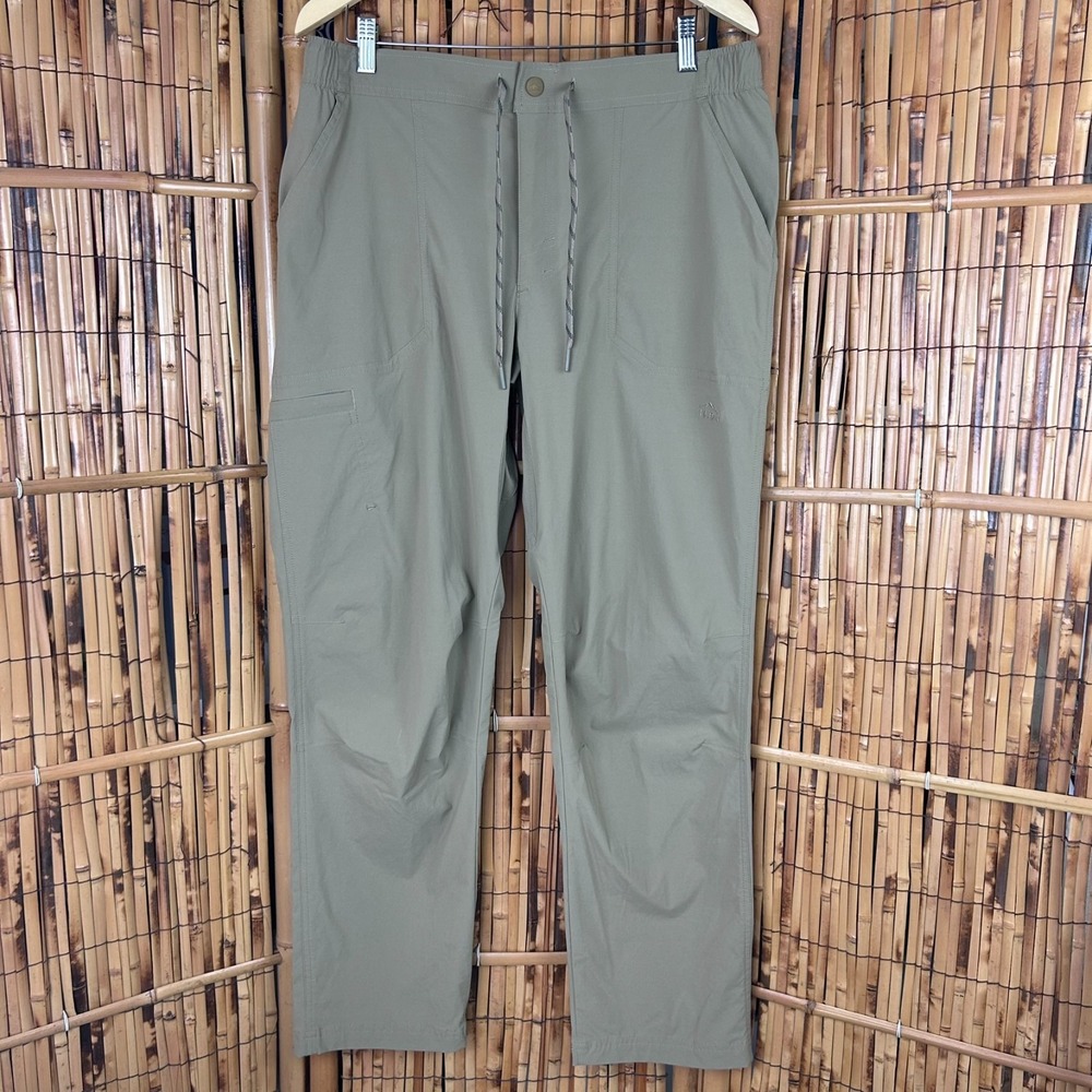 LL Bean Cargo Khaki Men's Pants Stretch Drawstring Size L 32‎ Outdoors Hiking